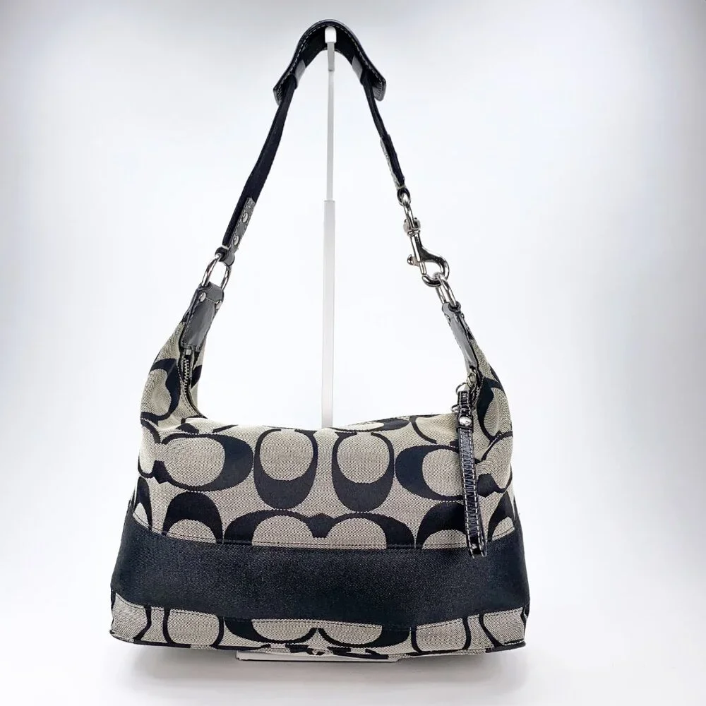 COACH Hobo Signature Stripe Canvas Shoulder bag - E1094-F15197 - Picture 12 of 15